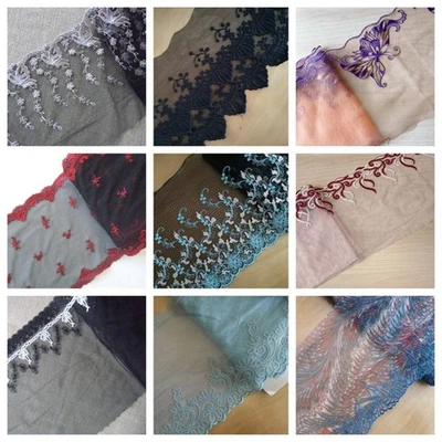 10 YARDS Tulle Lace Combo- 9 Assorted Pattern 6-9" Wide Floral Embroidered tt088 - Image 1 of 4