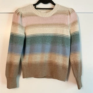 Abercrombie Kids Knit Sweater Striped Pink Beige Earth tone Size 13/14 - Picture 1 of 5