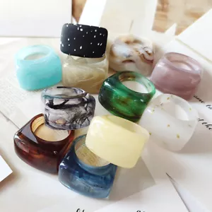 Vintage Women Ladies Resin Ring Acrylic Rings Jewelry Fashion Party Gift - Picture 1 of 22