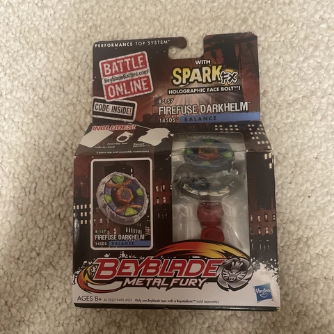 Beyblade Fusion Hades Firefuse Darkhelm Metal Fury Spark Fx NIB Hasbro takara Cover