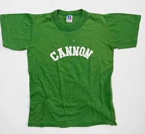 Vintage 80s Russell Athletic T-Shirt Size Y M Baby Tee Green USA Distressed 1980 - Picture 1 of 17