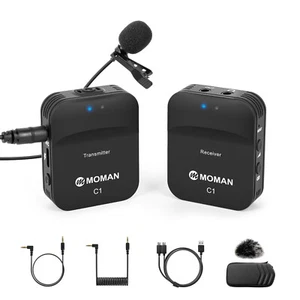 Moman Wireless Lavalier Microphone,C1 2.4G Lapel Mic for Camera DSLR Phone - Picture 1 of 9