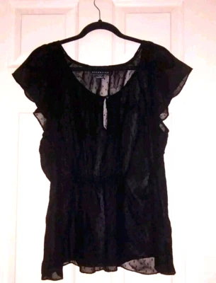 Blusa transparente manga corta Attention negra XL 💯% poliéster Foto 1 de 4