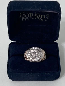 Men’s 10K Yellow Gold Nugget 1.0CT Diamond Cluster Ring Size 9 - Picture 1 of 9