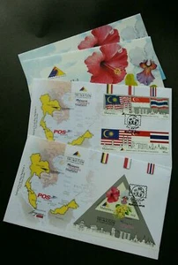 [SJ] Malaysia Singapore Thailand 3rd Exhibition Tri-nation 2013 Flag Flower (FDC - Picture 1 of 7