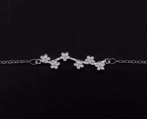 Halskette Kette 925 Sterling Silber Rose Blume Zweig Margerite Blüte Geschenk - Bild 1 von 3