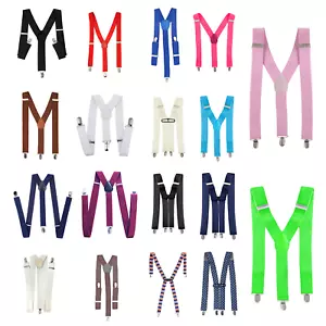 35mm Adjustable MEN BRACES SUSPENDERS Clip On Y Strap - Picture 1 of 25