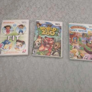 Lot of 3 Kids Wii Games - Nickelodeon Fit, World of Zoo, Jump Start Pet Rescue - Picture 1 of 1