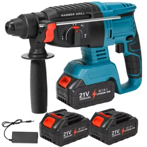 Cordless Hammer Drill SDS Rotary Heavy Duty Electric Impact Hammer + 2 Batteries - Picture 1 of 18
