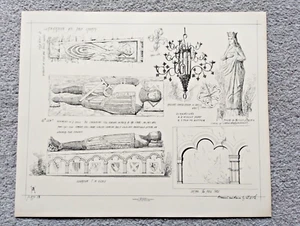 St Garmon's Church, Llanarmon-yn-Ial Tomb Detail - Antique/Vintage Print - 1872 - Picture 1 of 1