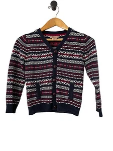 British Khaki Fair Isle Button Up Cardigan Sweater with Pockeys Boys Size 7 - Picture 1 of 4