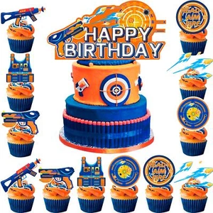 Nerf Gun Cake Decorations,12pcs Nerf Cake Toppers Set Includes 1Nerf Gun Birthda - Bild 1 von 10