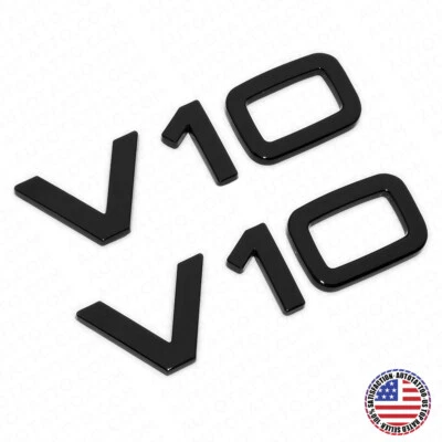 2x Audi Negro Brillante V10 Guardabarros Lateral Marcador Letra Placa de Identificación Emblema Insignia Sport Foto 1 de 4