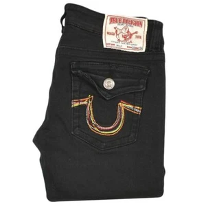 Pantalones de mezclilla ajustados True Religion para mujer talla 28 negros ajustados tiro bajo - Imagen 1 de 12