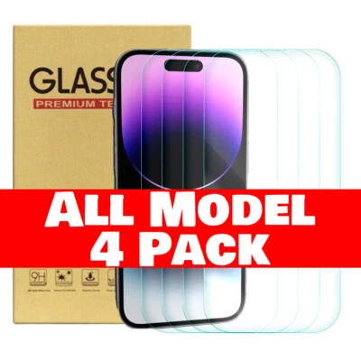 Tempered Glass Screen Protector For iPhone 14 13 12 11 Pro Max Mini XR X SE 8 7 - Image 1 of 4