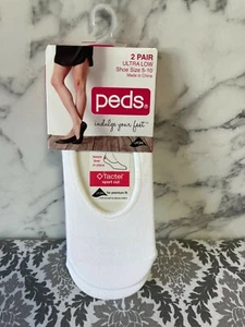 New Peds 2 Pair Ultra Low Socks w/ Gel Tab Women's Size 5-10 White - Bild 1 von 2