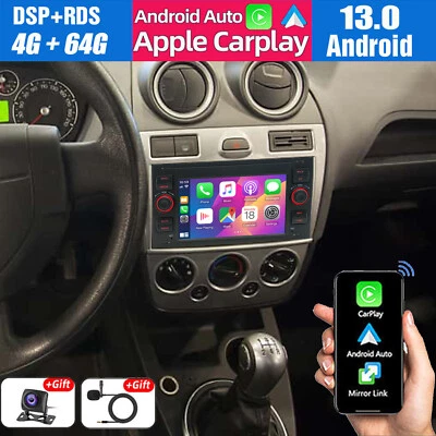 4+64GB For Ford Fiesta 2005-2007 Android 13 CarPlay Car Stereo Radio GPS Sat Nav - Image 1 of 4
