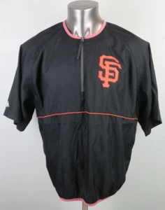 Majestic San Francisco Giants Bullpen Jacket Windbreakers Size L 1/2 Zip Vented - Imagen 1 de 9