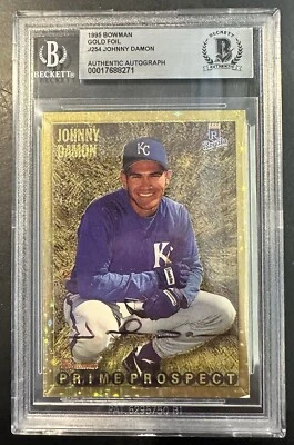 Johnny Damon Firmado 1995 Bowman Lámina de Oro Novato RC BGS Auténtico Automático Foto 1 de 2
