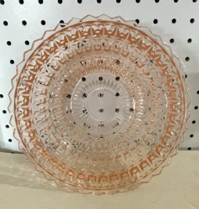 Vintage Jeannette Depression Glass 8.5" Serving Bowl Holiday Pink Button & Bows  - Picture 1 of 10