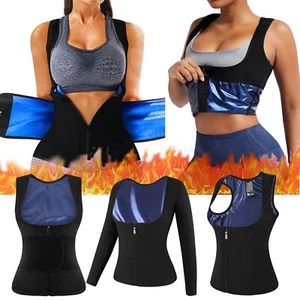 Women Waist Trainer Sauna Sweat Body Shaper Zip Belted Vest Suit Weight Loss Top - Picture 1 of 23