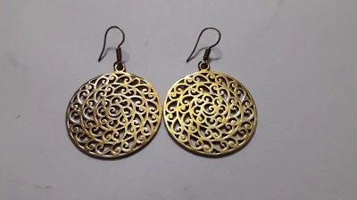 Par de pendientes mandala festival tribal estilo étnico aro gitano boho latón Handmad  Foto 1 de 4