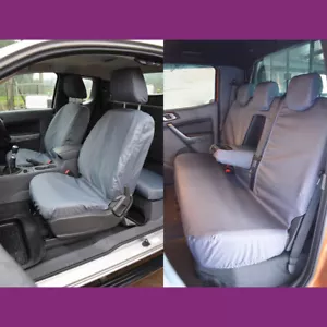 Ford Ranger Raptor Double Cab 2019-2022 Waterproof Front Rear Grey Seat Covers - Picture 1 of 3