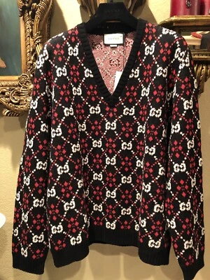 Suéter de Lana Diamante 100% Auténtico GUCCI GG Talla: M Foto 1 de 4