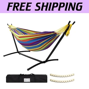 Stylish Tropical Double Hammock with Stand - Perfect Gift for Outdoor Lovers - Picture 1 of 8