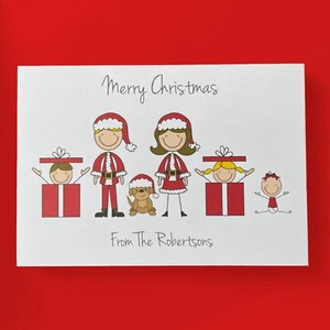 Christmas Cards Personalised Family Figures, Family Christmas Cards, Pack of 10 - Picture 1 of 6
