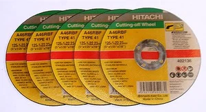5x HITACHI Trennscheibe INOX 125 x 1.0 x 22.23 - Winkelschleifer Trennschleifer - Bild 1 von 1