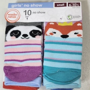 Wonder Nation Girls No Show Socks 10 Pack Size S 6-10.5 Cute Animals NEW - Picture 1 of 9
