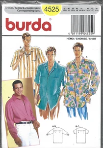 Burda Pattern #4525-Men's Shirt in Sizes 14 1/2-15-15 1/2-16-16 1/2-17-17 1/2 - Picture 1 of 1
