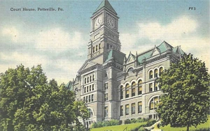 Pennsylvania PA Pottsville Court House Leinen Postkarte nicht verschickt - Bild 1 von 2