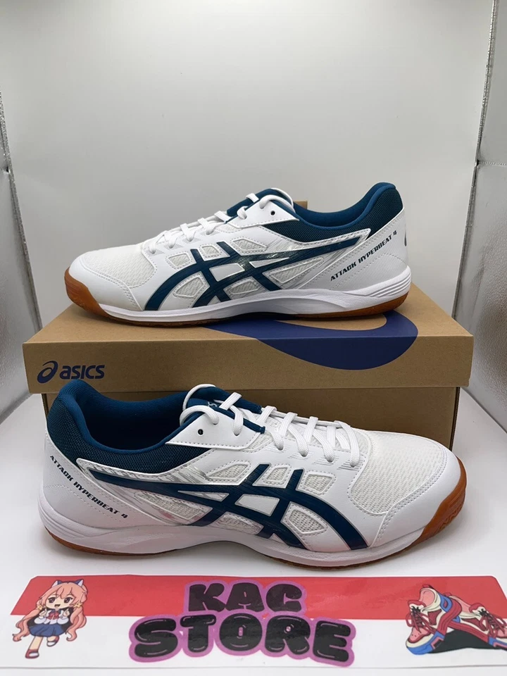 ASICS Table Tennis Shoes ATTACK HYPERBEAT 4 1073A056 White Blue Japan new oki - Image 1 of 4
