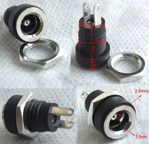 100PCS Copper 5.5mm * 2.1mm DC Socket Power Charger Plug Panel Mount + Screw nut - Picture 1 of 1