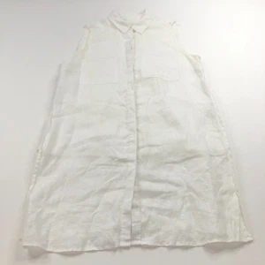 Chico's 100% Linen Tunic 1 Women's Button Long Sleeve Tiered Shirt White MINT - Picture 1 of 10