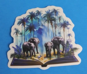 Jungle Elephants Magical Book Sticker 2" x 2.25" (G) - Picture 1 of 2