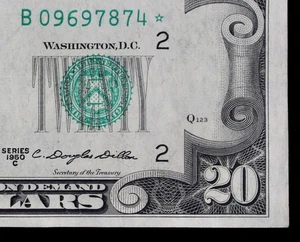 HG NEW HIGH SERIAL # $20 1950C Star FRN B09697874* series C twenty dollar,  NY - Picture 1 of 3