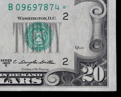 HG NEW HIGH SERIAL # $20 1950C Star FRN B09697874* series C twenty dollar,  NY - Image 1 of 3