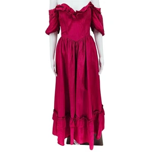 Vintage Gunne Sax 1980's A-Line Maxi Dress Red 5 - Picture 1 of 7