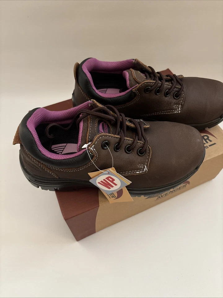 Avenger Work Shoes Women's Foreman Oxford Lace Leather Brown 7164 Size 6
