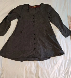 Tulip Clothing Gray Striped Long Sleeve Womens Dress Lightweight Small - Picture 1 of 12