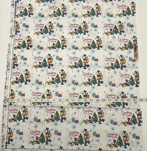 NEW Cotton Fabric Mickey and Friends Christmas Here We Come on White - HALF YARD - Picture 1 of 2