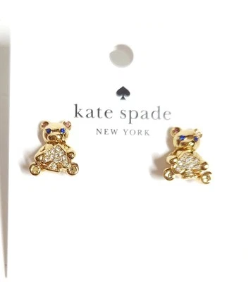 Aretes Kate Sapde Oh What Fun Oso de Peluche Oro Transparente Circonita Cúbica Nuevos con Etiquetas Foto 1 de 4