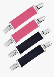 Mitten Clips, 4Pcs Elastic Glove Buckle Clip Double Metal Clamp, Pink & Black - Picture 1 of 3