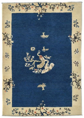 Modern Bordered Oriental Rug 4X6 ft Hand-Knotted Kazak Oushak Carpet Pakistan - Image 1 of 4