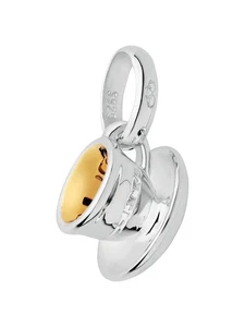 Ciondolo tazza da tè e piattino LINKS OF LONDON argento sterling oro Vermeil nuovo con etichette RRP60 - Foto 1 di 1