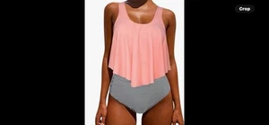 OMKAGI Women's Ruffle Bikini Swimsuit High Waisted Bottom Swimwear Tankini - Picture 1 of 7