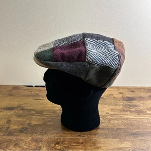 Cappello vintage anni 90 HANNA HATS Donegal patchwork tweed berretto newsboy taglia L Irlanda lana - Foto 1 di 10